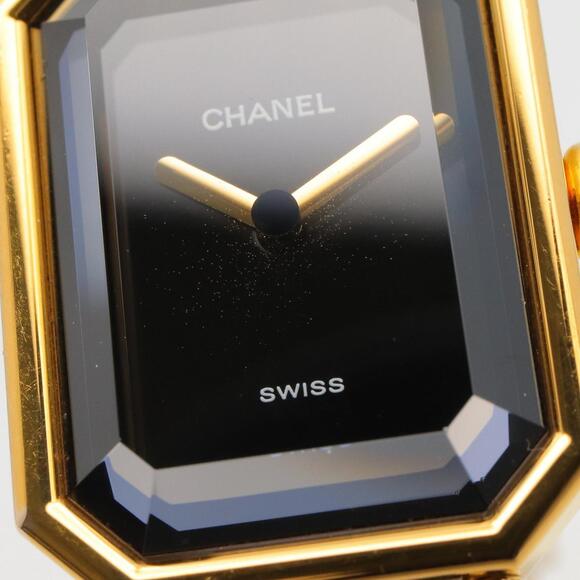 CHANEL Premiere M Watch, Gold-Plated, with Leather Strap, Black, Women's, H0001 - Picture 8 of 15